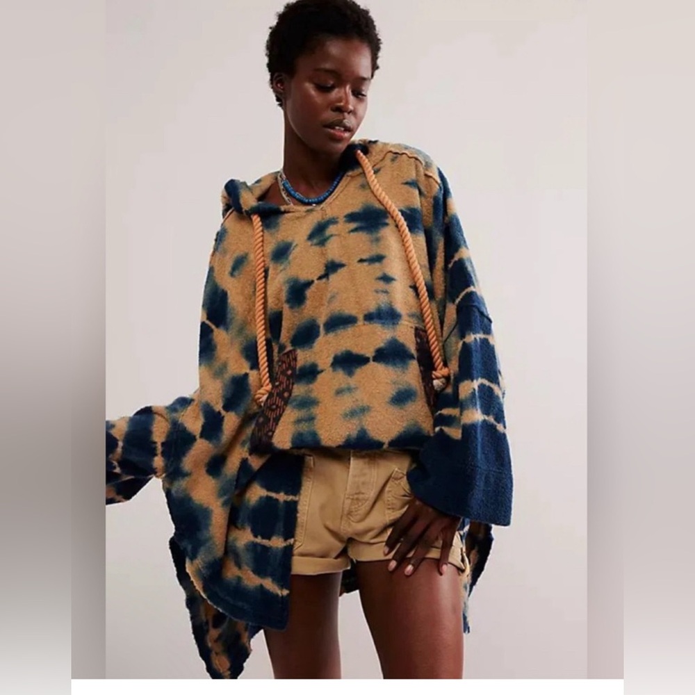 Free people High Tide Tie Dye Hooded Women poncho